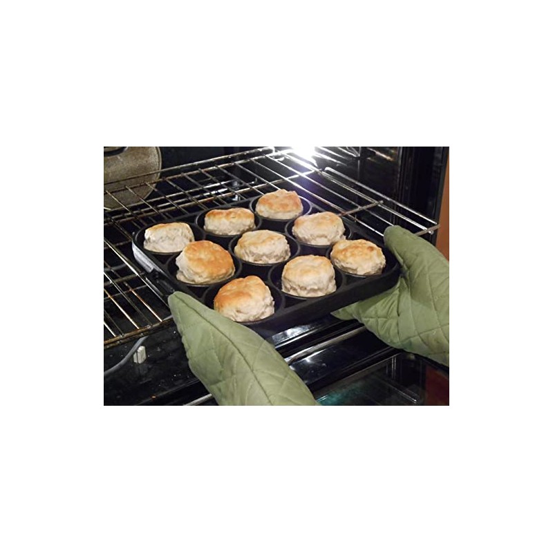 King Kooker Model CI9BPSA Cast Iron Seasoned Biscuit Pan -