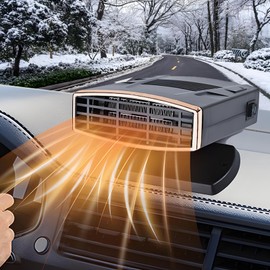 Portable Car Heater,12V Car Heater & Defroster,200W Fast Heating & Cooling Fan,Plug In Car Heater for Windshield Defogger with 360° Rotary Car Heater for Vehicle,Car,RV,SUV (Black&Silver)
