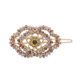 Lonna & Lilly Gold and Beaded Hair Barrette with Classic Barrette Closure, Featuring Subtle Evil Eye Design and Beautiful Beading