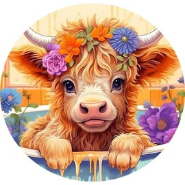 Cow Stamped Cross Stitch Kits for Adults Beginner,Flower Counted Cross Stitch Kits Printed Stitching Cute Patterns Dimensions Needlepoint Art Crafts Embroidery Kits for Adults Beginners (no Frame)