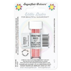Sugarflair Christmas Red Edible Lustre Dust, Add a Lustrous Shine to Cakes or Decorations. Brush On or Add Rejuvenator to Create Eye-Catching Edible Paint, Gives Shine to Your Bakes - 2g