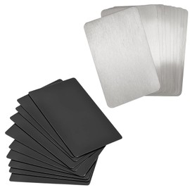 Metal Business Card, 20 Blank Non-Metallic Business Cards, Robust Stainless Steel Plates for Credit Cards, Debit Cards and Non-Metallic Plates with Stickers, Pull Tube Included