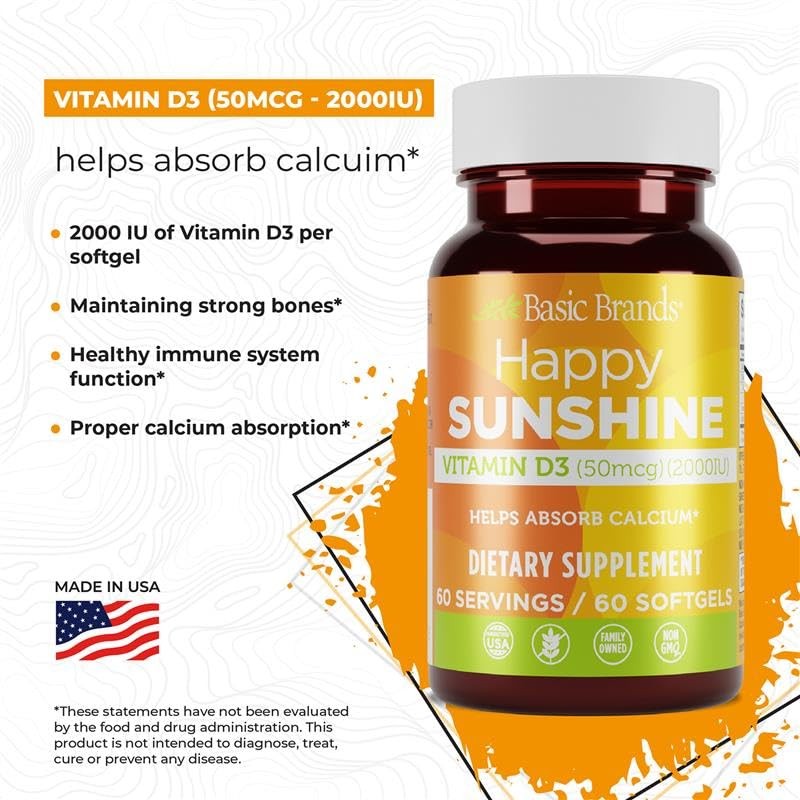 Basic Brands Happy Sunshine Vitamin D3 – 2000 IU (50