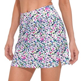 M MOTEEPI - Falda de golf de 16 pulgadas para mujer, falda de tenis con 4 bolsillos, faldas atléticas de cintura alta, flores coloridas, XX-Large
