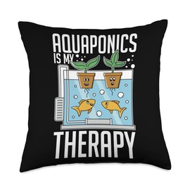 Aquaponic System Fish Tank Aquarium Gardening Plants Throw Pillow, 18x18, Multicolor