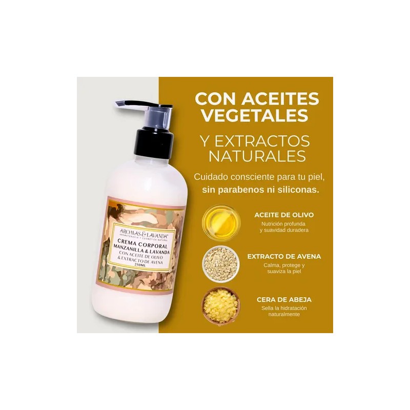 Crema Corporal Hidratante de Manzanilla y Lavanda con Aceite de