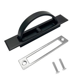 NGe 2Set Invisible Cabinet Handle,180 Degree Rotating Concealed Stainless Steel Tatami Handle Hardware with Screws,for Wardrobe and Drawer(Black)