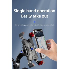 Bike Phone Holder - Motorcycle Phone Mount with Auto Lock 360° Rotation 100mph Military Anti-Shake Shockproof Bicycle Handlebar 10s Quick Install Compatible with 4.8-6.8inches Smartphones GPS MP4