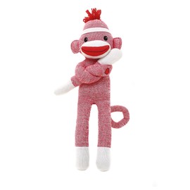 Made By Aliens Adorable Sock Monkey, The Original Traditional Hand Knitted Stuffed Animal Toy Gift-for Kids, Babies, Teens, Girls and Boys Baby Doll Present Puppet (20" Pink)