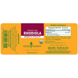 Herb Pharm Organic Rhodiola Extract 1 fl oz, Energy & Vitality, BB 02/2030