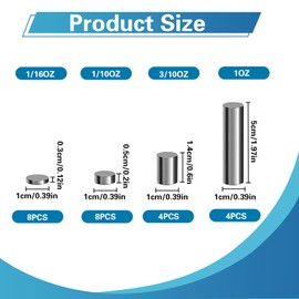 24 PCS Cylindrical Stainless Steel Weight 6.8 Ounce, 4 Different Sizes Incremental Cylinders Car Weights Compatible with Pinewood Car Derby Weights Cylindrical Car Weights to Optimize Car Speed