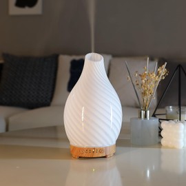 INRORANS Art Glass Essential Oil Diffuser - 160ml Ultrasonic Cool Mist Scent Aroma Aromatherapy Diffuser, Intermittent with Auto Shut-Off Timer Setting &7 Colors Night Light for Home -Ethereal Time