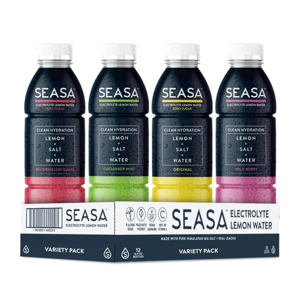 Seasa, Electrolyte Lemon Water (16.9 Ounce Bottles, Pack of 12)