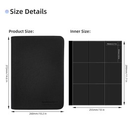 Archivalpro Premium Trading Card Collection Leather Binder, Holds 360 Cards,Card Holder Album with double side 9 Pocket/Page, 20 Pages(black)