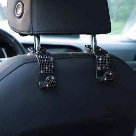 Unbranded 4PCS Bling Car Seat Back Headrest Hooks Hanger Holder Hook for Bag Purse-Black