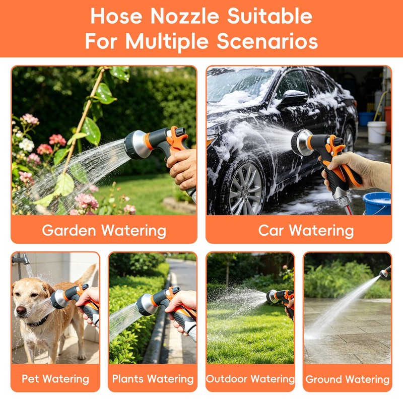 Garden Hose Nozzle Sprayer Heavy Duty Metal Spray Nozzles 8