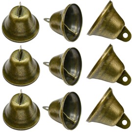 Maydahui 10PCS Small Jingle Bells Bronze Vintage Mini 1.7 * 1.5inch (4.2 * 3.8cm) for Dog Potty Training,Dog Door Bell,Wedding, Dog Collar,Christmas Hallowmas Decoration