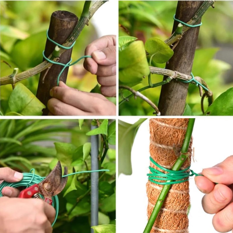 Navoys 20m Green Garden Wire - 2mm Thick Plastic Coated