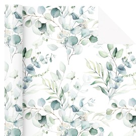 WRAPAHOLIC Eucalyptus Leaves Wrapping Paper Roll - Mini Roll - 17 Inch x 33 Feet - Eucalyptus Greenery Wrapping Paper Perfect for Birthday, Wedding, Bridal Shower