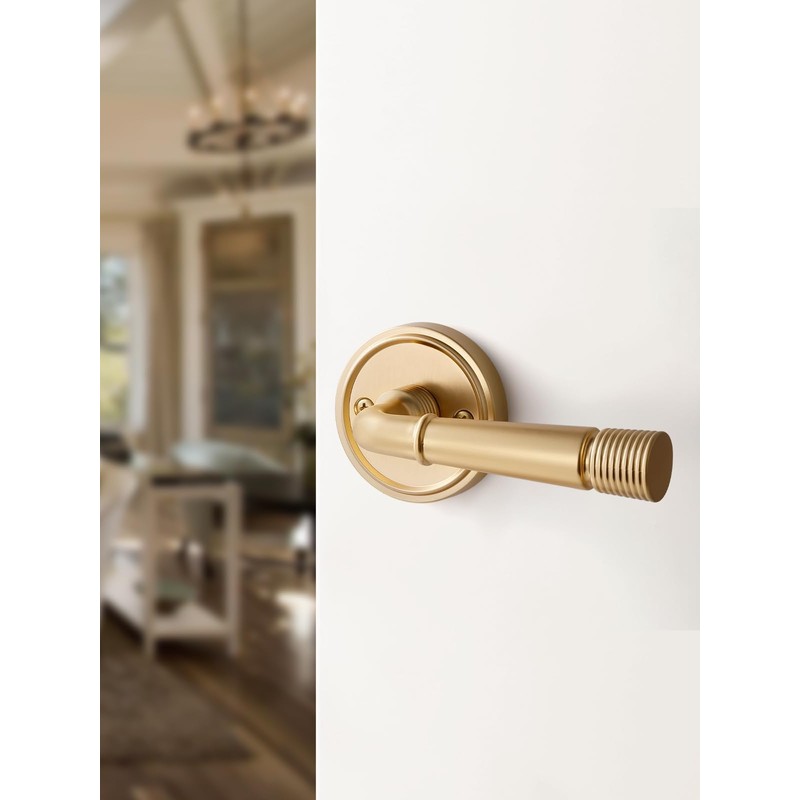 SORWDUERM 1 Pack Gold Door Lever Passage Door Levers Brushed