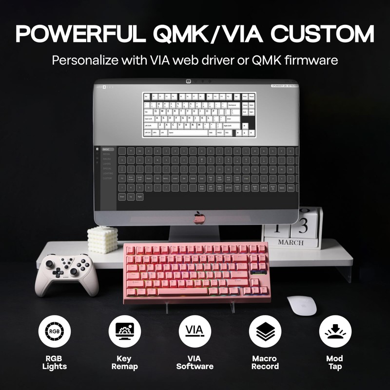 EPOMAKER G84 80% RGB Gaming Mechanical Keyboard, 2.4GHz/ Type-C/BT Wireless
