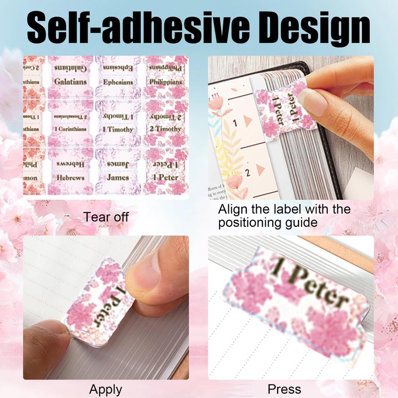 75 Pcs Laminated Bible Tabs for Women Foldable Large Print