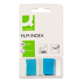 Filing Index Tabs Q-CONNECT PP 25,4x43,7mm 50 Sheets Blue/Paper and Labels/Type-Standard/Shape-Standard/Material-PP/Colour-Blue/Dimensions (mm)-25,4x43,7