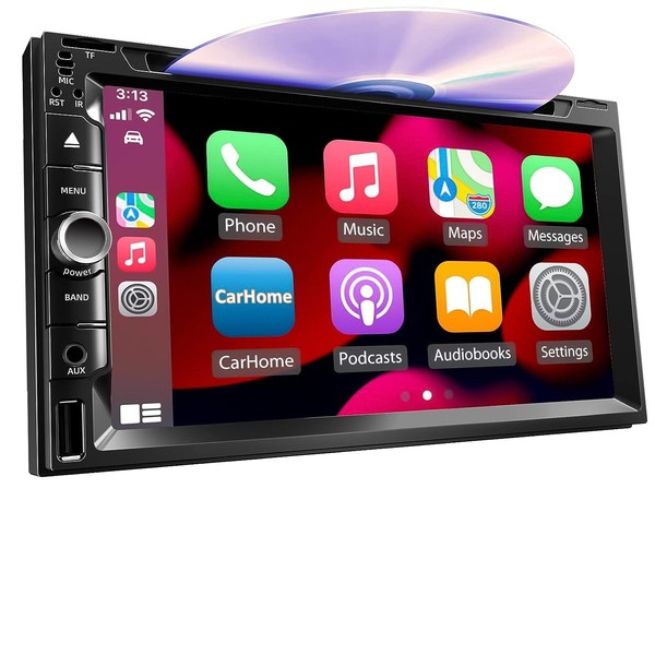 Double Din Car Stereo with CD/DVD Player, 7-Inch Touch Screen,