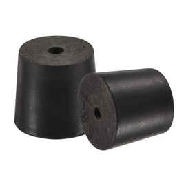 sourcing map Rubber Tapered Plug 24mm to 28mm with Hole Test Tubes Bungs Stopper Black for Lab Home 5 Pieces