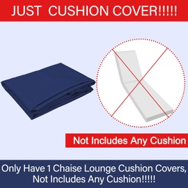 FuWeave 1 Pcs Waterproof Chaise Lounge Cushion Cover Outdoor (Not Includes Cushion) 72 x 21 x 3 Inch Chair Replacement Cover Chaise Slipcover with Zipper Ties for Patio Pool (Navy Blue)