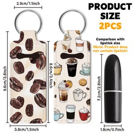 OLYCRAFT 2pcs Lipstick Holder Keychain Coffee Lip Balm Holders Rubber Lipstick Keychains Portable Lipstick Holder Bags Coffee Beans Lipstick Sleeve Travel Key Ring Holder for Lipstick Chapstick