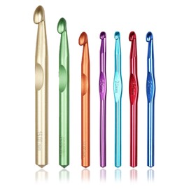 Wjelet Pack of 7 Crochet Hook Set Large Crochet Hooks 6.5 mm to 15 mm, Includes 10 mm and 12 mm, Crochet Hooks Ergonomic Handle, Ideal for Thick Wool, Perfect for Blankets, Rugs and Bulky Yarn