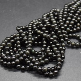 Grade A Natural Rainbow Sheen Obsidian Semi-precious Gemstone Round Beads - 4mm