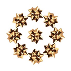 ccHuDE 24 Pcs 5cm Holographic Gift Bows Small Metallic Christmas Bows Mini Star Gift Bows Gift Wrapping Bows Self Adhesive Gift Bows Golden