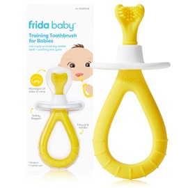Frida Baby Frida Baby Training Toothbrush for Babies with Soft Silicone Bristles, Valentines Day Gifts for Kids, Yellow