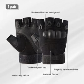 Galenecx Guanti Tattici, Guanti Tattici militari, Mezze Dita Guanto Traspiranti, Guantis Da Ciclismo con Protezione Dita, per Moto, Ciclismo, Escursionismo, Campeggio, Caccia(Nero)