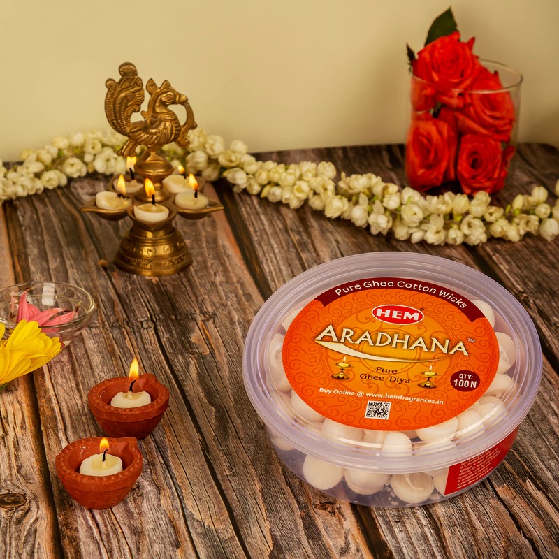 HEM Aradhana Pure Ghee Diya with Batti Pack of 100