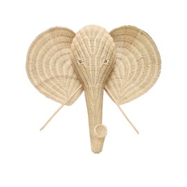 WorldBazzar Huge Handmade 32" Rattan Elephant Wicker Head Wall Décor Home Trophy Animal Taxidermy Kids Room Sculpture