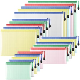 Bolsa de malla con cierre, 20 bolsas impermeables con cierre, 4 tamaños, 5 colores, carpetas de documentos para suministros escolares, electrodomésticos de oficina, organización del hogar y