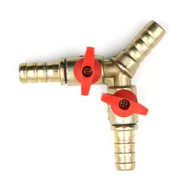 Vogueing Tool Y Shape Valve Connector, 3 Way Hose Connector Y Control Shut Off Ball Valve for Oil, Water, Gas-Brass,8mm(5/16")