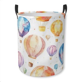Laundry Basket Watercolor Hot Air Balloons Collapsible Laundry Hamper with Handles Clothes Storage Bin for Household Bedroom Bathroom College Dorms