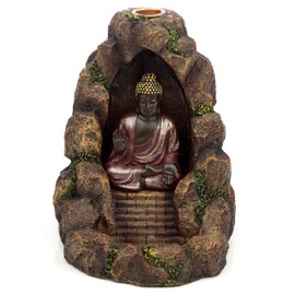 Puckator Bronze Thai Buddha Backflow Incense Burner, Waterfall Incense Holder, Height 18.5cm Width 13.5cm Depth 12cm