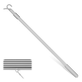 Blind Wand, Draw Rod for Cordless Window Shades and Blinds Telescopic Push Pull Adjustable Draw Rod Aluminum Easy to Pull The Shade Up and Down Roller Shade Replacement Part with Hook(14"-24")