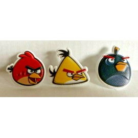 Bakery Crafts Plastic Cupcake Rings Favors Toppers New Lot of 6 "Angry Birds" #1