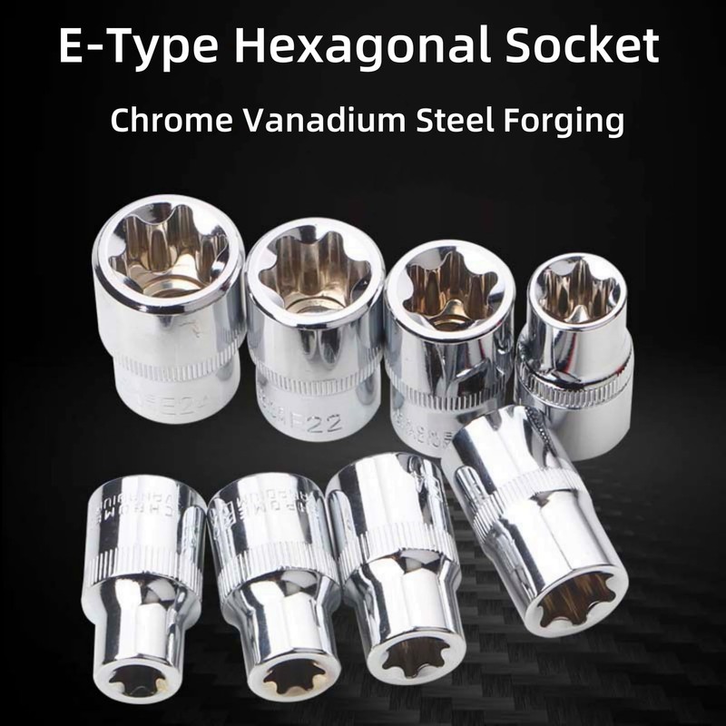 14Pcs Female E-Torx Star Socket Set, 1/4, 3/8, 1/2 in