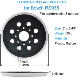 Almohadilla de repuesto para lijadora de gancho y bucle de 5 pulgadas y 8 agujeros para Bosch RS035, compatible con ROS10 y ROS20VS, 1 paquete