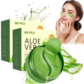 Lktvys Aloe Vera Eye Gel Patches 2 Pack 120 PCS, Soothing & Hydrating, Reducing Dark Circles and Puffiness, Collagen-Infused Eye Mask, Refreshing & Rejuvenating, Suitable for Both Men and Women
