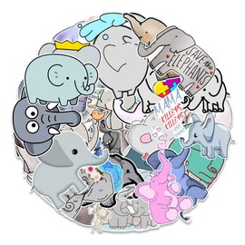 50 Pcs Elephant Stickers for Water Bottle,Bumper,Computer,Luggage, Bike,Laptop,Scrapbook,Notebook,Suitcase,Aesthetic Cute Animal Stickers,Cartoon Waterproof Vinyl Decals,Gift for Adults Teens Kids