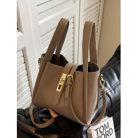 Women's Elegant Minimalist Handbag, Trendy Vintage Bucket Bag, Chic All-match Handbag for Daily & Work Use, Valentine's Day, Gift:_White_Please Refer To The Pictures for Dimensions