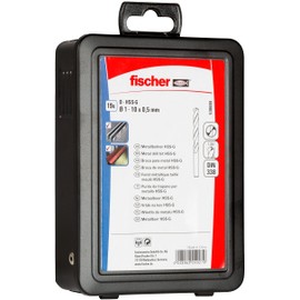 fischer Metal Drill Bit Set, 1–10 mm Diameter, Attachments for Drills, Drill Set with Various Sizes, Tool for Drilling in Metal and Non-ferrous Metal, Pack of 19